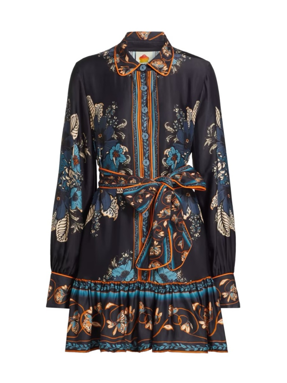 🆕Farm Rio Blossom Tapestry Long Sleeve Shirt Mini Dress (No Belt)
